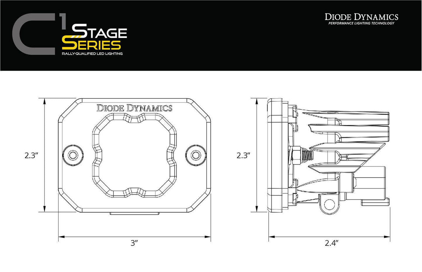 Stage Series C1R White Flood Flush Mount LED Pod (pair)
