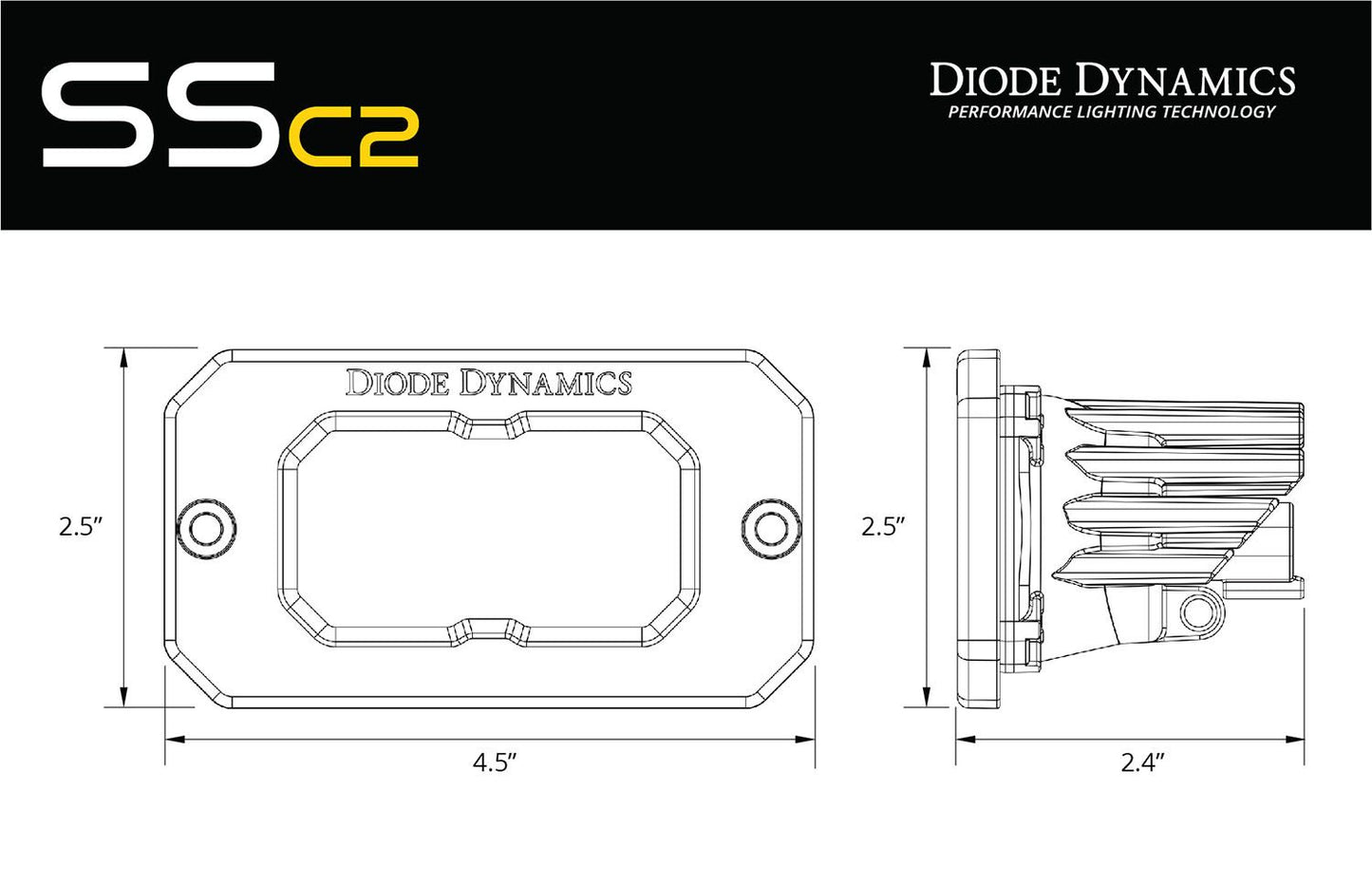 SSC2 Yellow Sport Flush Mount LED Pod (pair)