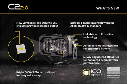 C2 2.0 SAE/DOT White Sport LED Pod (pair)